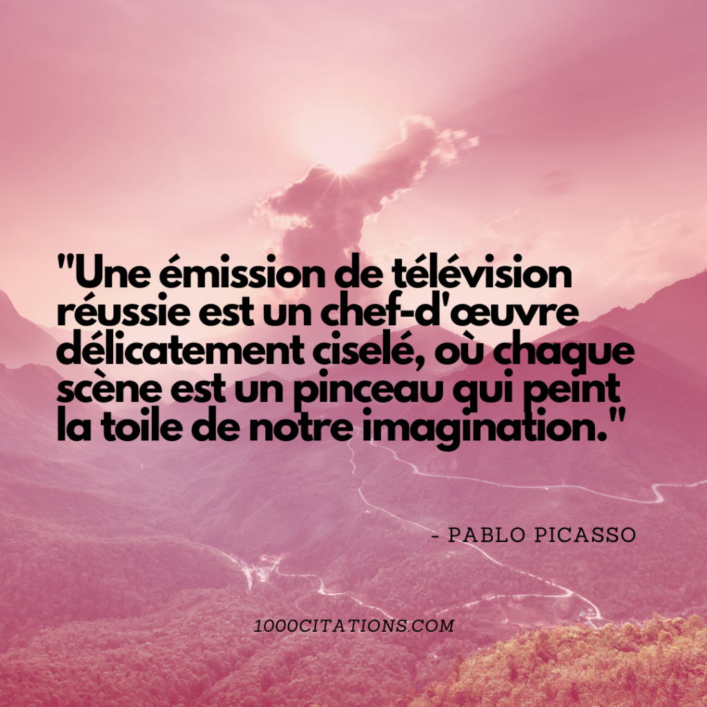 "Une émission de télévision réussie est un chef-d'œuvre délicatement ciselé, où chaque scène est un pinceau qui peint la toile de notre imagination." - Pablo Picasso